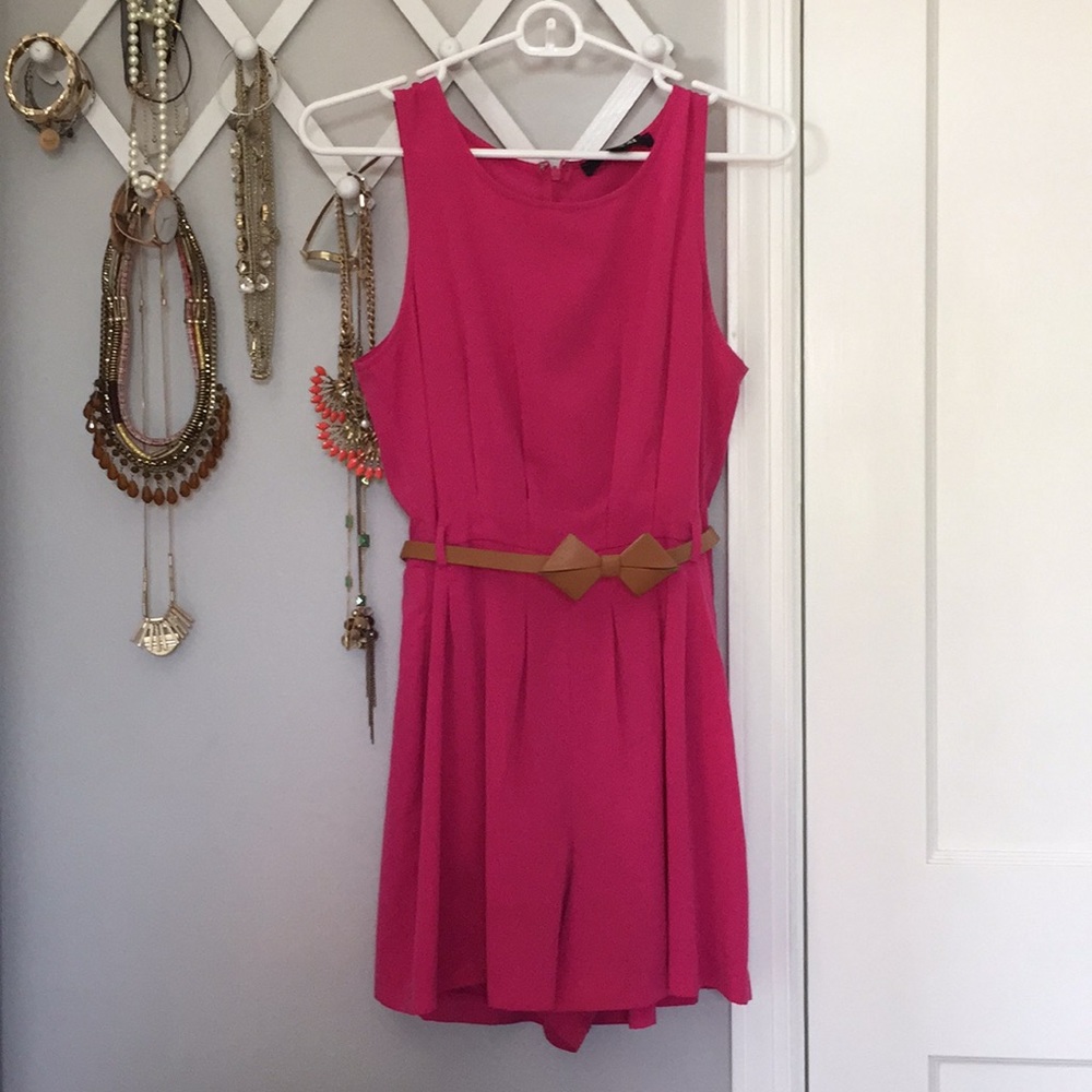Forever 21 pink romper with brown belt - Small